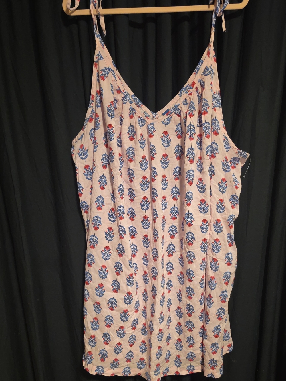 Women's Soft Pink Floral Print Slip Dress - Sleeveless Tie-Strap Nightdress